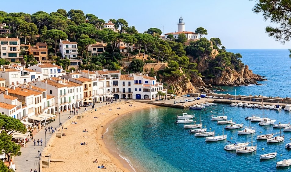 Vistas de la bahía de Llafranc, el Far de Sant Sebastià y su entorno en el Baix Empordà